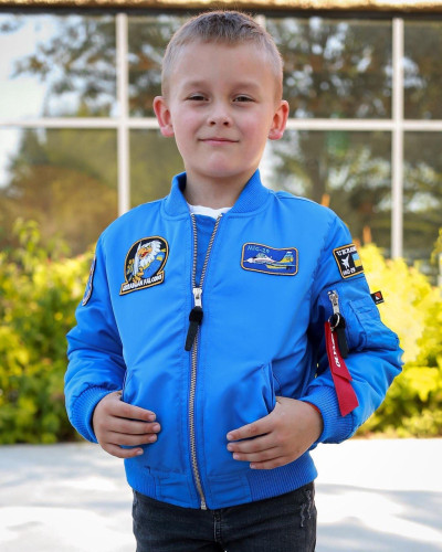 Бомбер MA-1 хлопчачий електрик з нашивками