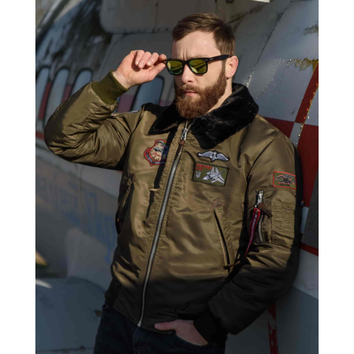 Бомбер B-15 хакі з нашивками 7 БрТА