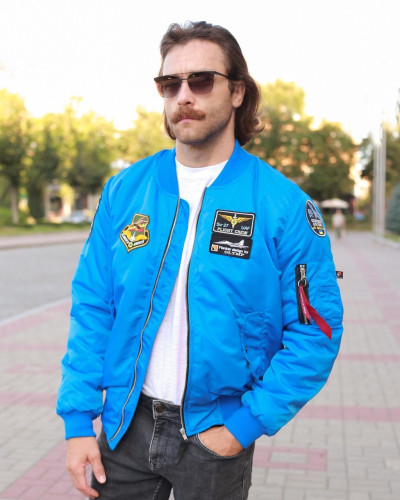 Бомбер MA-1 електрик з нашивками 831 БрТА