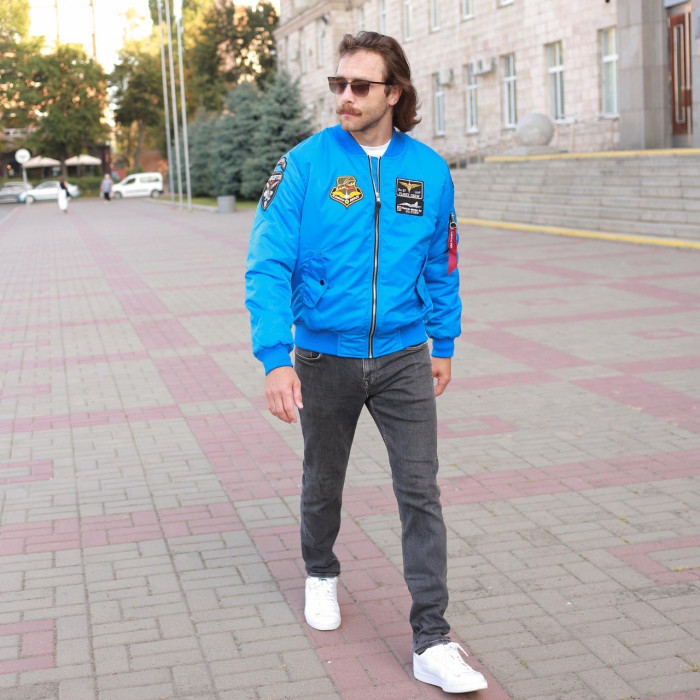 Бомбер MA-1 електрик з нашивками 831 БрТА