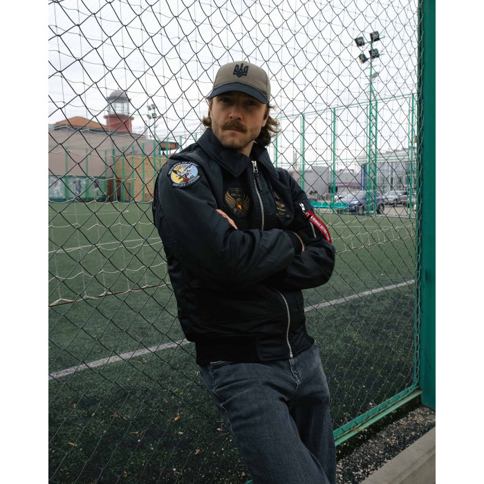 Бомбер CWU чорний з нашивками 40 БрТА