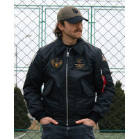 Бомбер CWU чорний з нашивками 40 БрТА