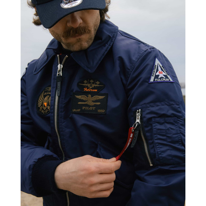 Бомбер CWU синій з нашивками 40 БрТА