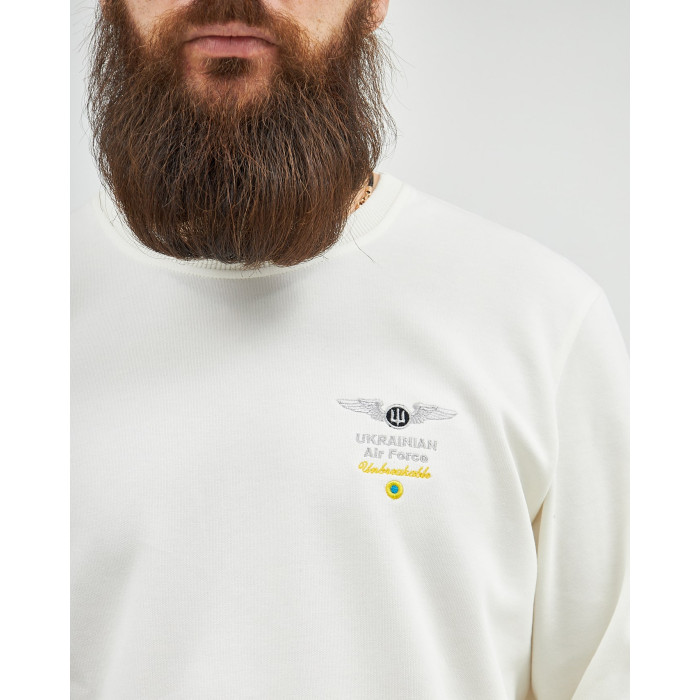 Джемпер молочний з вишивкою Ukrainian Air Force