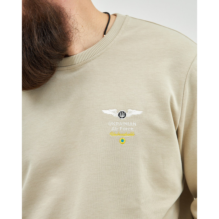Джемпер бежевий з вишивкою Ukrainian Air Force